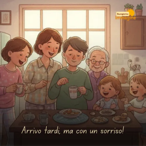 Immagini Buongiorno Gratis per Iniziare la Giornata con un Sorriso 56 Arrivo tardi, ma con un sorriso!