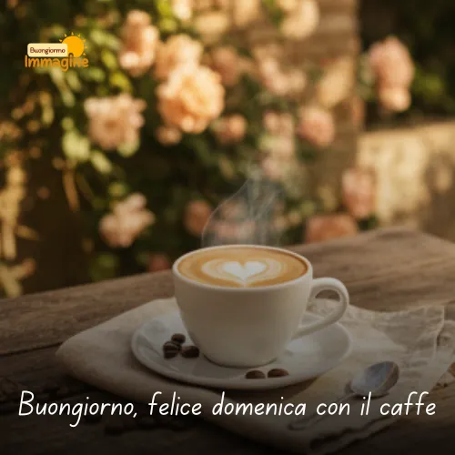 Buongiorno felice domenica con il caffe