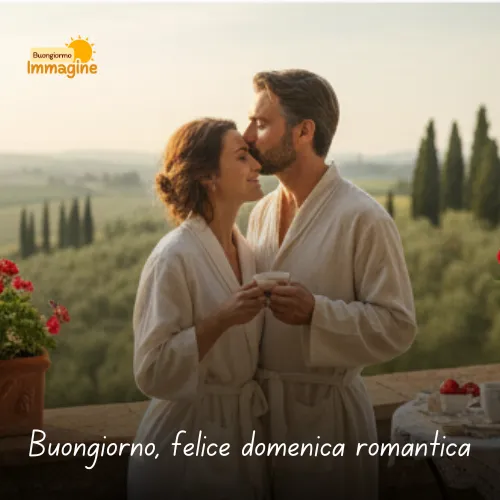 Buongiorno felice domenica romantica