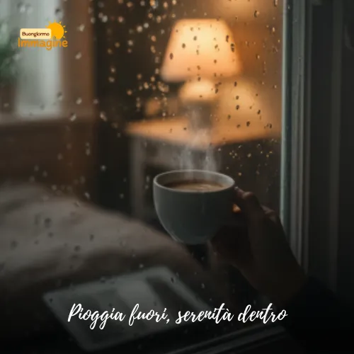 Immagini Buongiorno Gratis per Iniziare la Giornata con un Sorriso 71 Pioggia fuori, serenità dentro